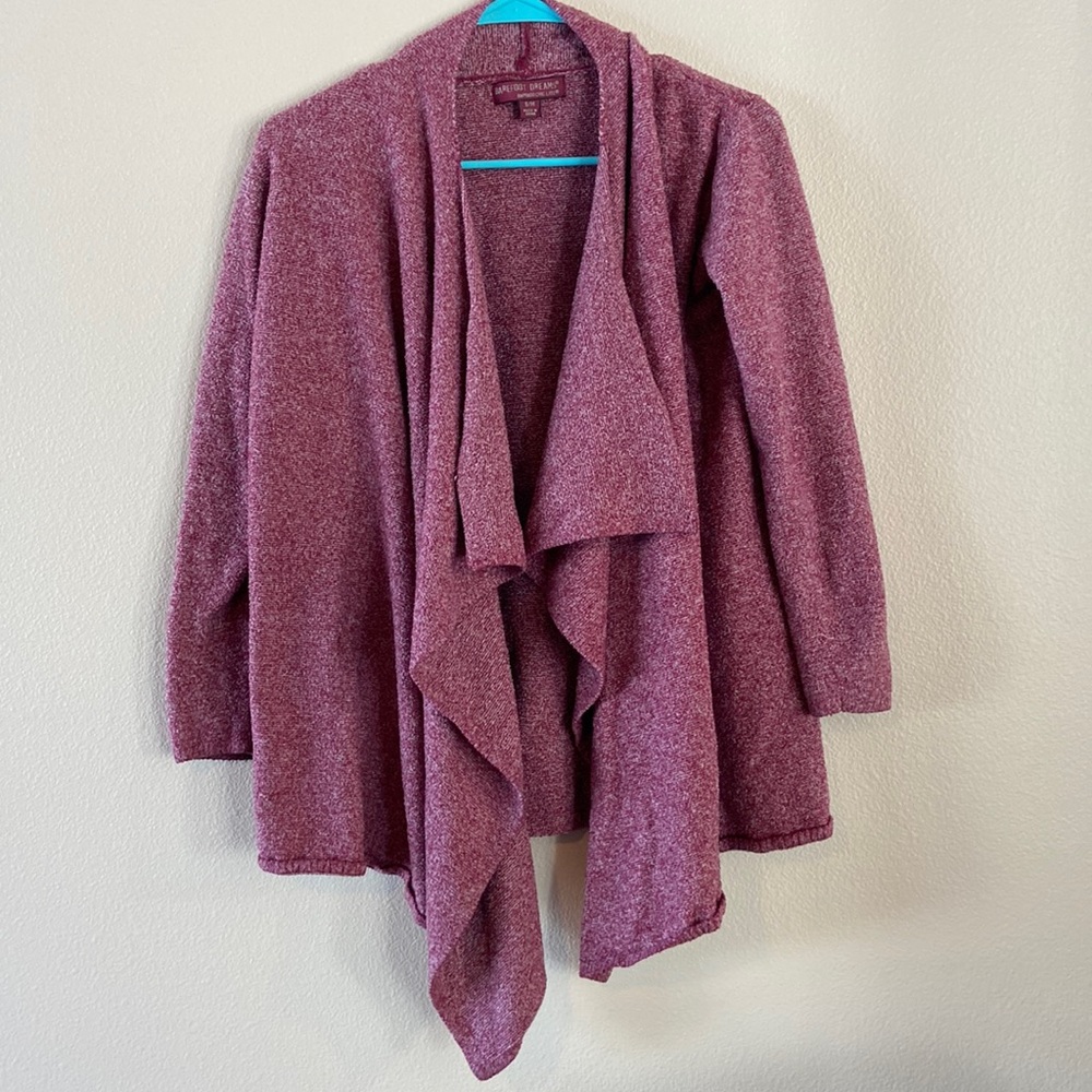 Barefoot Dreams bamboo chic lite burgundy knit cardigan size small/medium